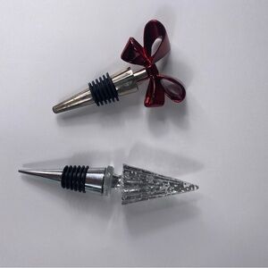 Red and Silver Christmas Wine Bottle Stoppers